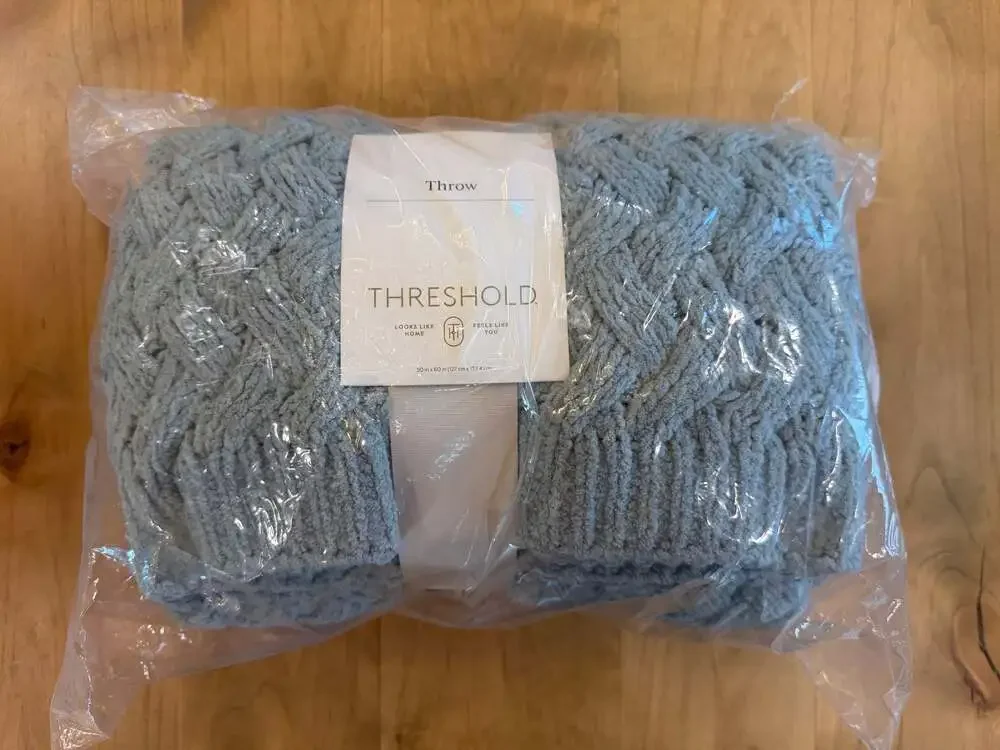 Threshold Cable Knit Throw Blanket Slate Blue 50x60 NEW